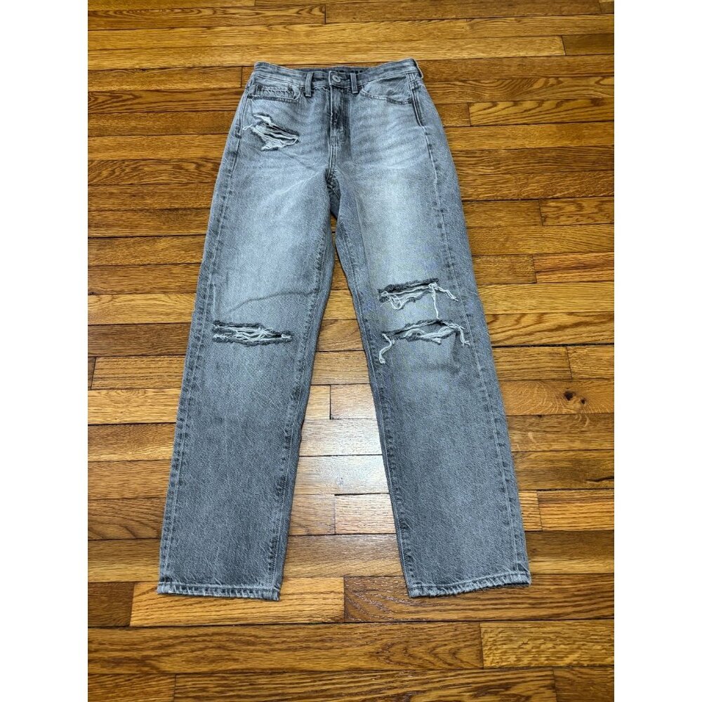 American Eagle Womens Highest Rise 90s Boyfriend Jeans Size 2 Gray Distressed